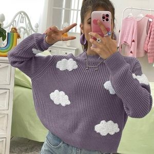 Shein Cloud Pullover Sweater, Dusty Mauve Purple, Size Large